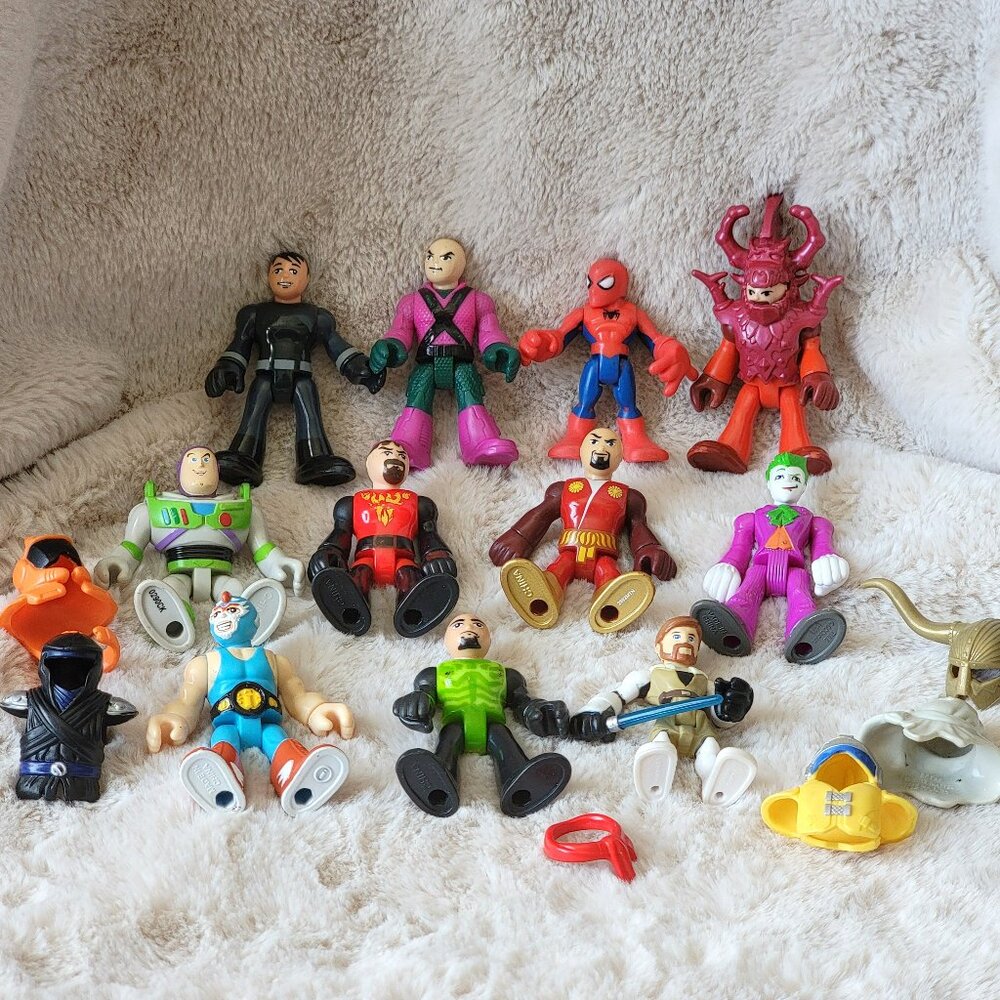 Lot Of 10 Imaginext Figures Buzz Lightyear Spiderman Luchador Lex Luthor ++